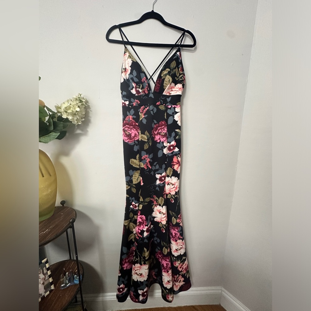 Floral Maxi Dress - Black and Pink - Picture 3 of 5